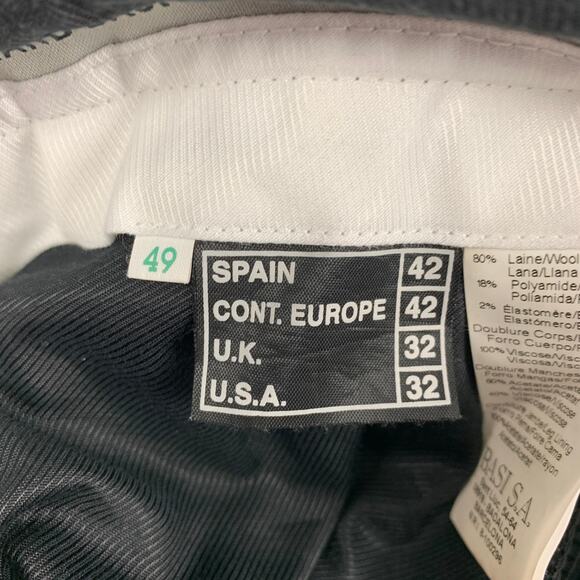 ARMAND BASI Size 32 Grey Stripe Wool Blend Flat Front Dress Pants - Picture 4 of 5